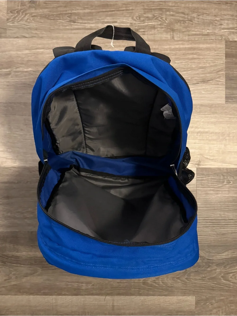 JanSport Large Blue/Black Zip Backpack Padded Adjustable Straps Front Pocket